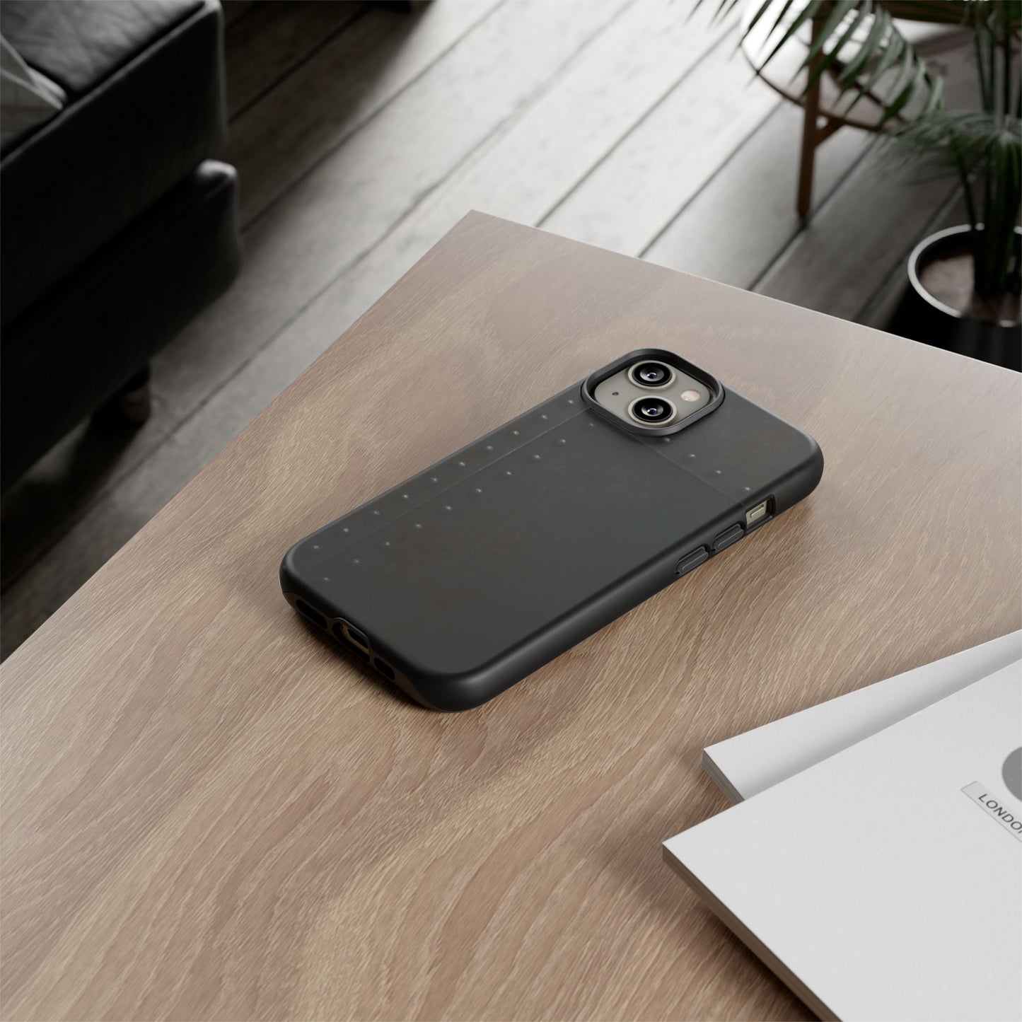 Steel & Smoke – Riveted Shadows Phone Case
