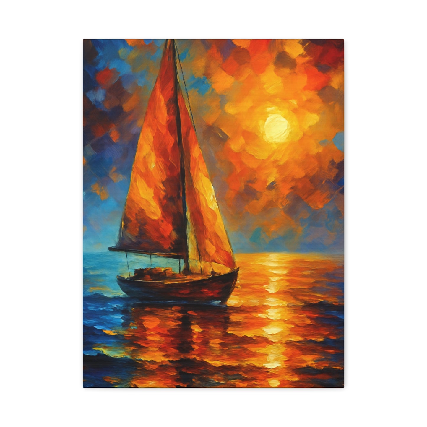 Canvas Art Print, Nautical Wall Decor, Sailboat Painting, Ocean Sunset, Home Decoration, Coastal Art