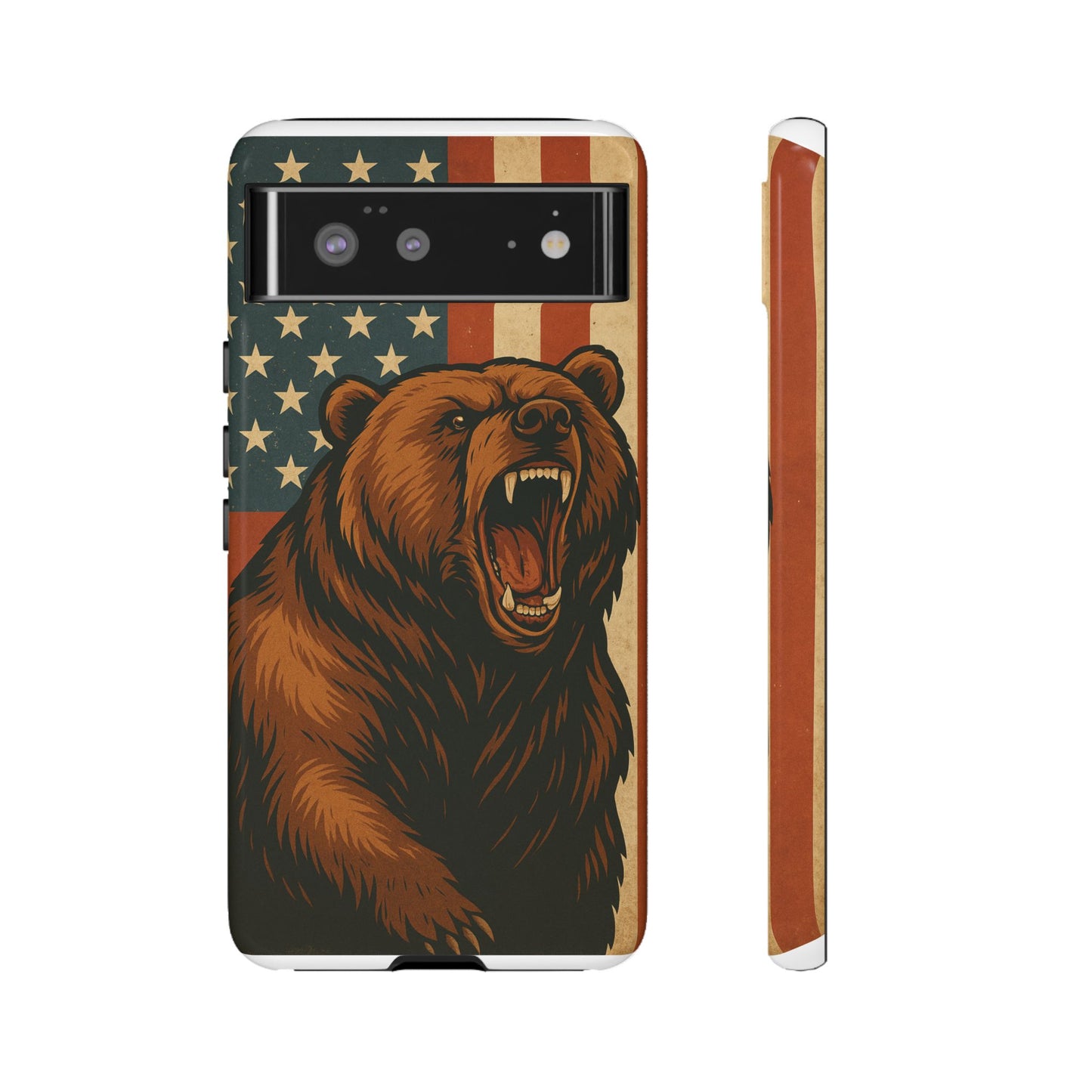 Tough Cases - Patriotic Bear Phone Case, Custom Phone Cover, Strong Protective Case, USA Flag Design, Gift for Outdoors Lovers