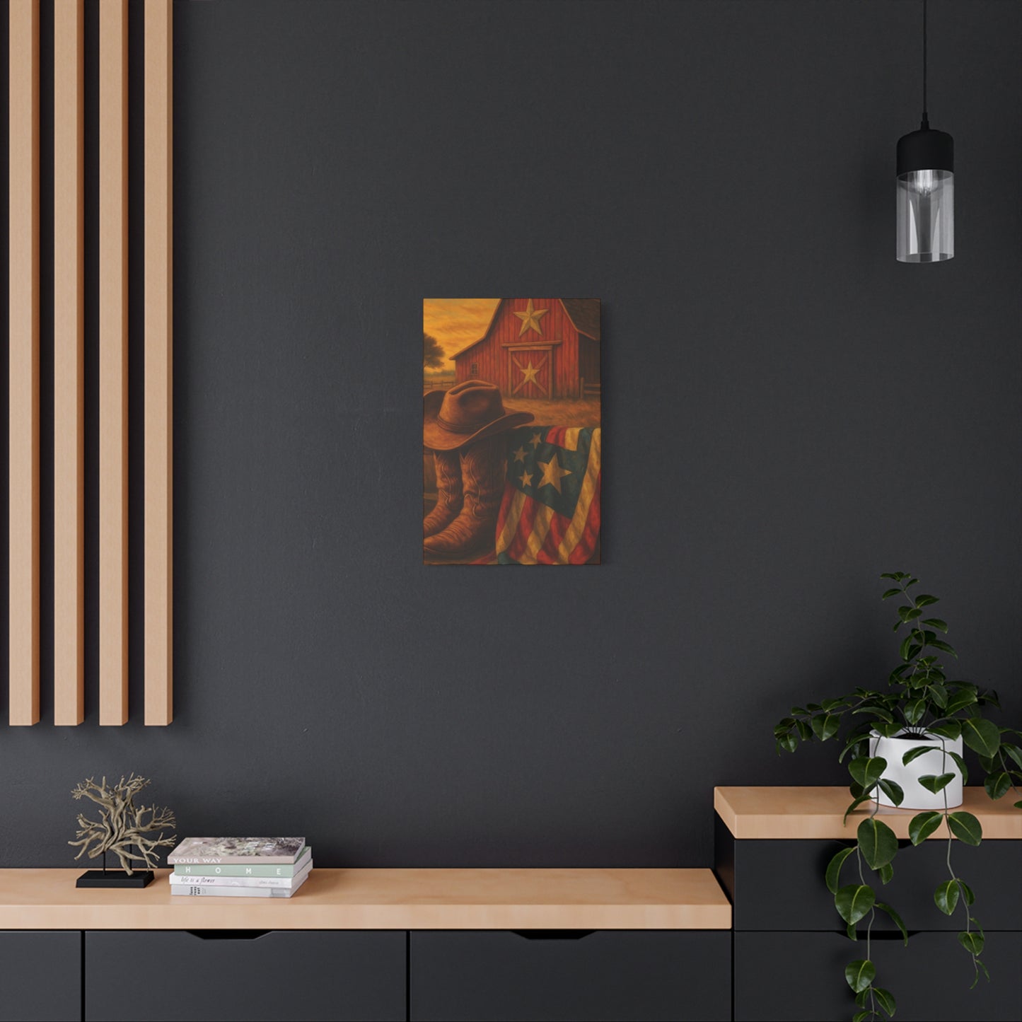 Rustic Canvas Art Print, Western Decor, Cowboy Hat and Boots, Americana Wall Art, Perfect Gift for Country Lovers