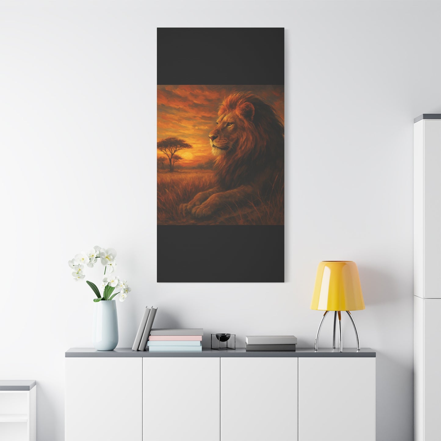 King of the Savanna - Lion Sunset Canvas