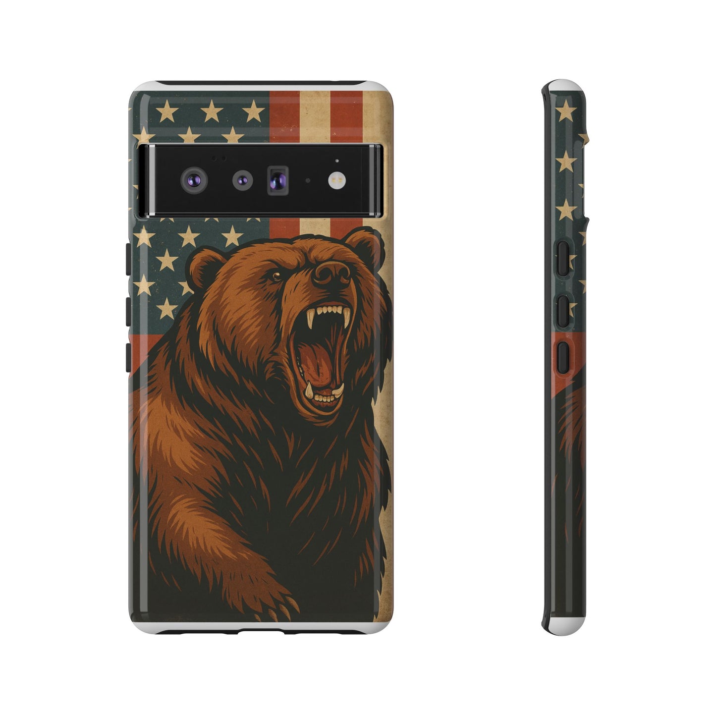 Tough Cases - Patriotic Bear Phone Case, Custom Phone Cover, Strong Protective Case, USA Flag Design, Gift for Outdoors Lovers