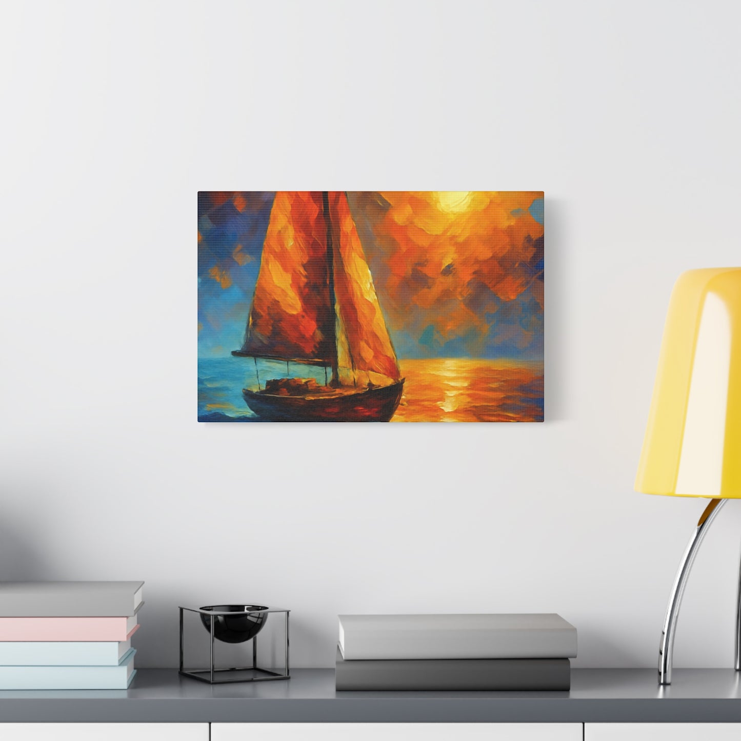 Canvas Art Print, Nautical Wall Decor, Sailboat Painting, Ocean Sunset, Home Decoration, Coastal Art