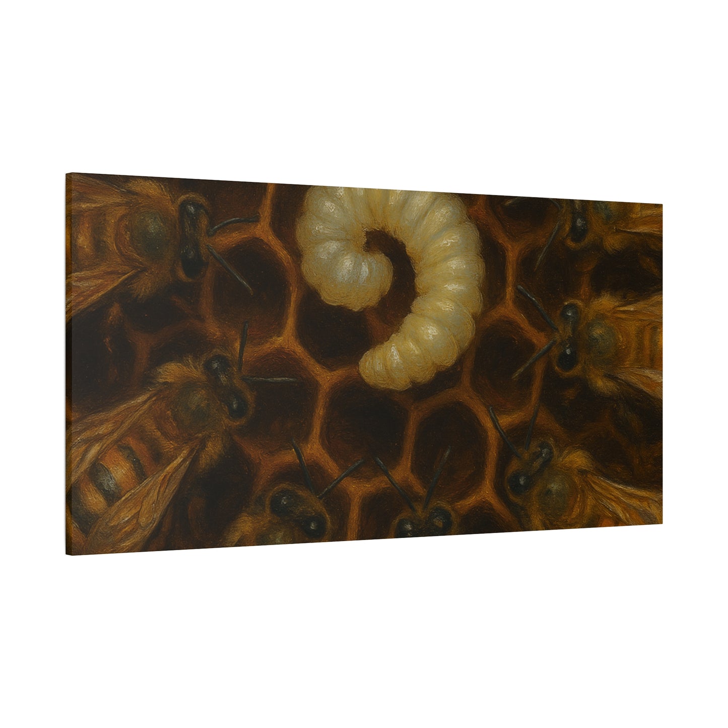 Bee Themed Wall Art Canvas, Honeycomb Decor, Nature Lover Gift, Nursery Decoration, Botanical Wall Art, Insect Art Print