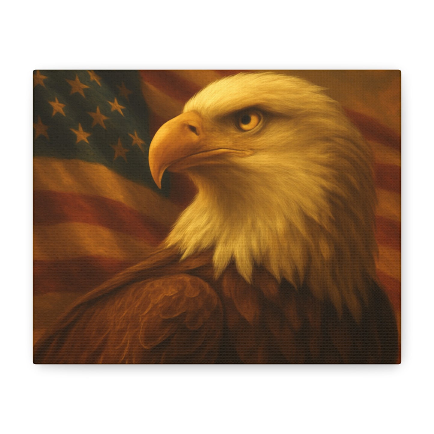 Patriotic Eagle Canvas Wall Art - American Flag Decor, Home Office, Gift for Veterans, National Holidays, Wall Decor
