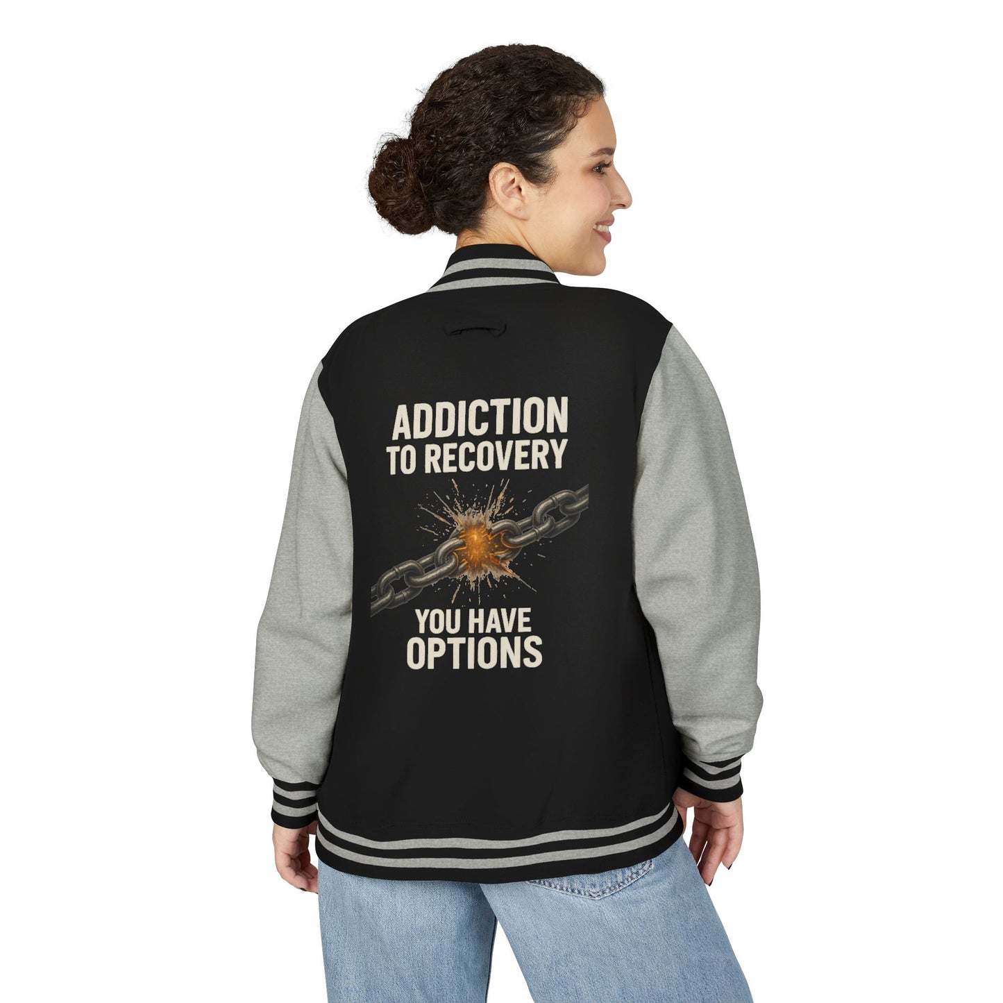 Unisex Heavyweight Letterman Jacket - Vintage Style, Perfect Gift for Recovery and Motivation, Casual Wear, Sports Jacket, College Style