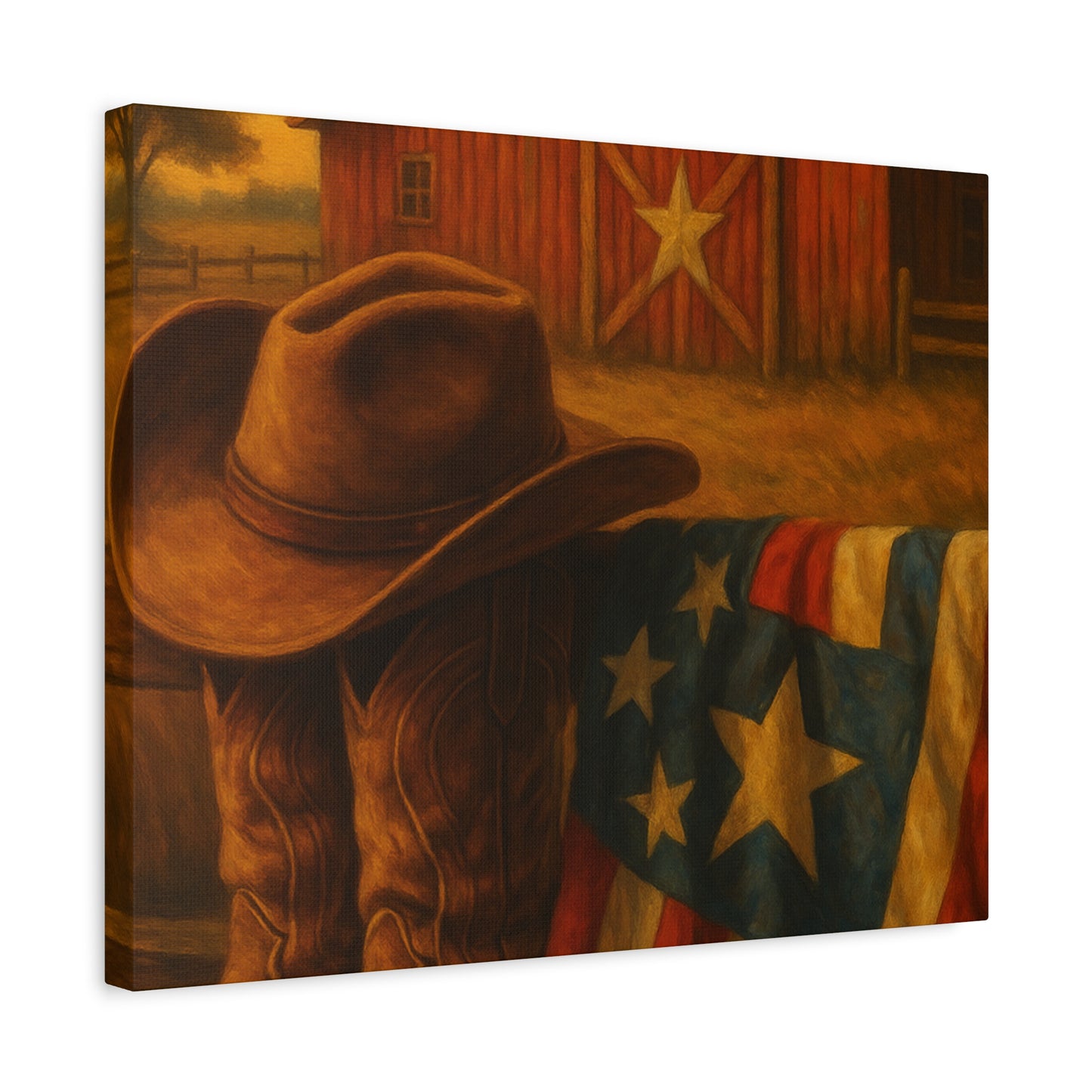 Rustic Canvas Art Print, Western Decor, Cowboy Hat and Boots, Americana Wall Art, Perfect Gift for Country Lovers