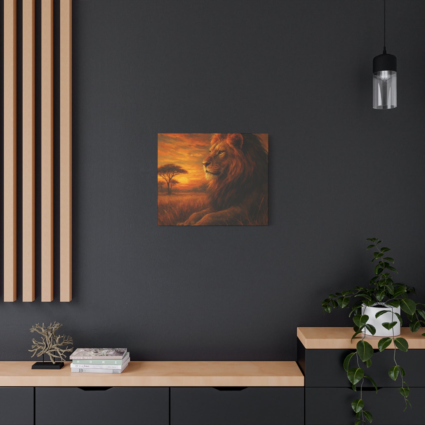 King of the Savanna - Lion Sunset Canvas