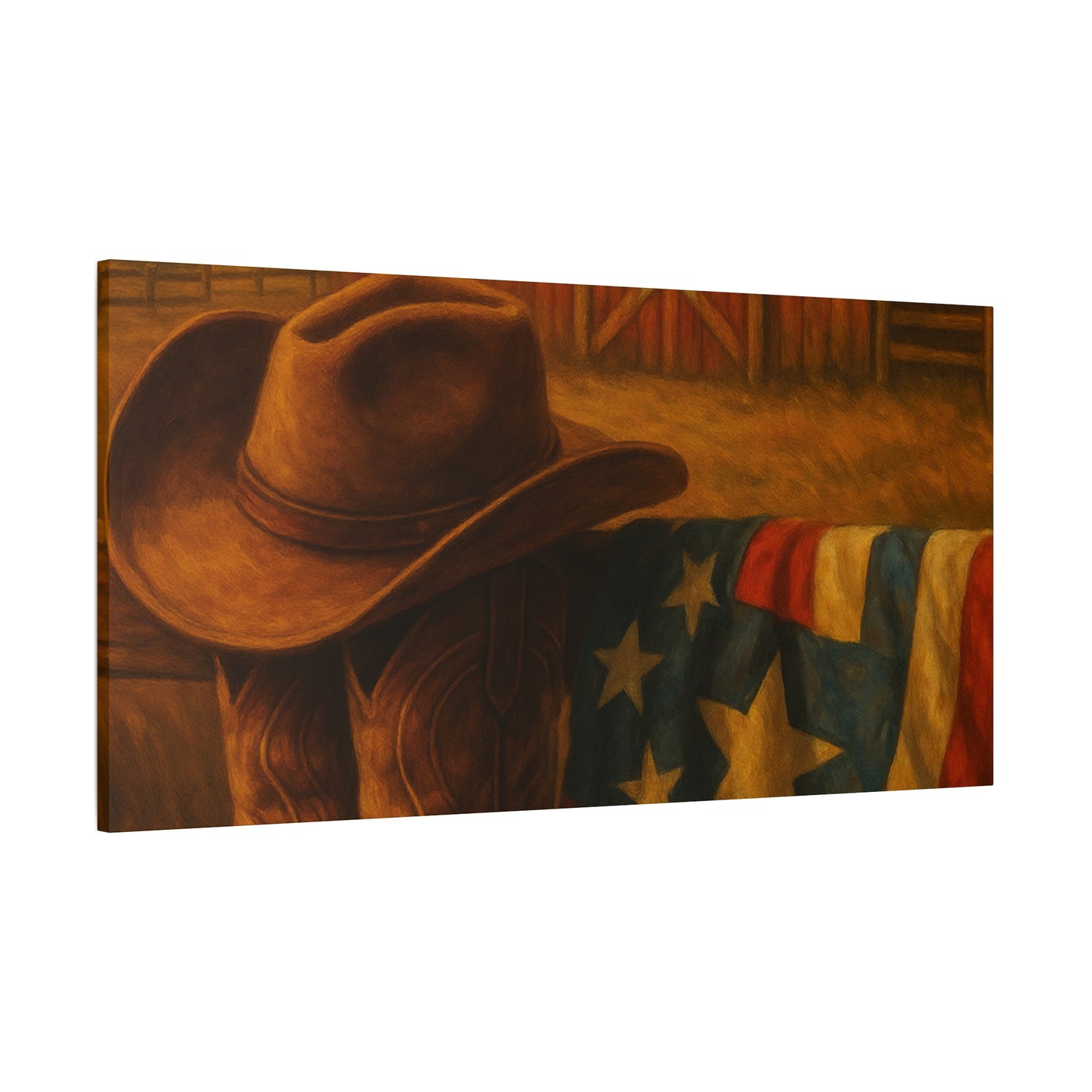 Rustic Canvas Art Print, Western Decor, Cowboy Hat and Boots, Americana Wall Art, Perfect Gift for Country Lovers