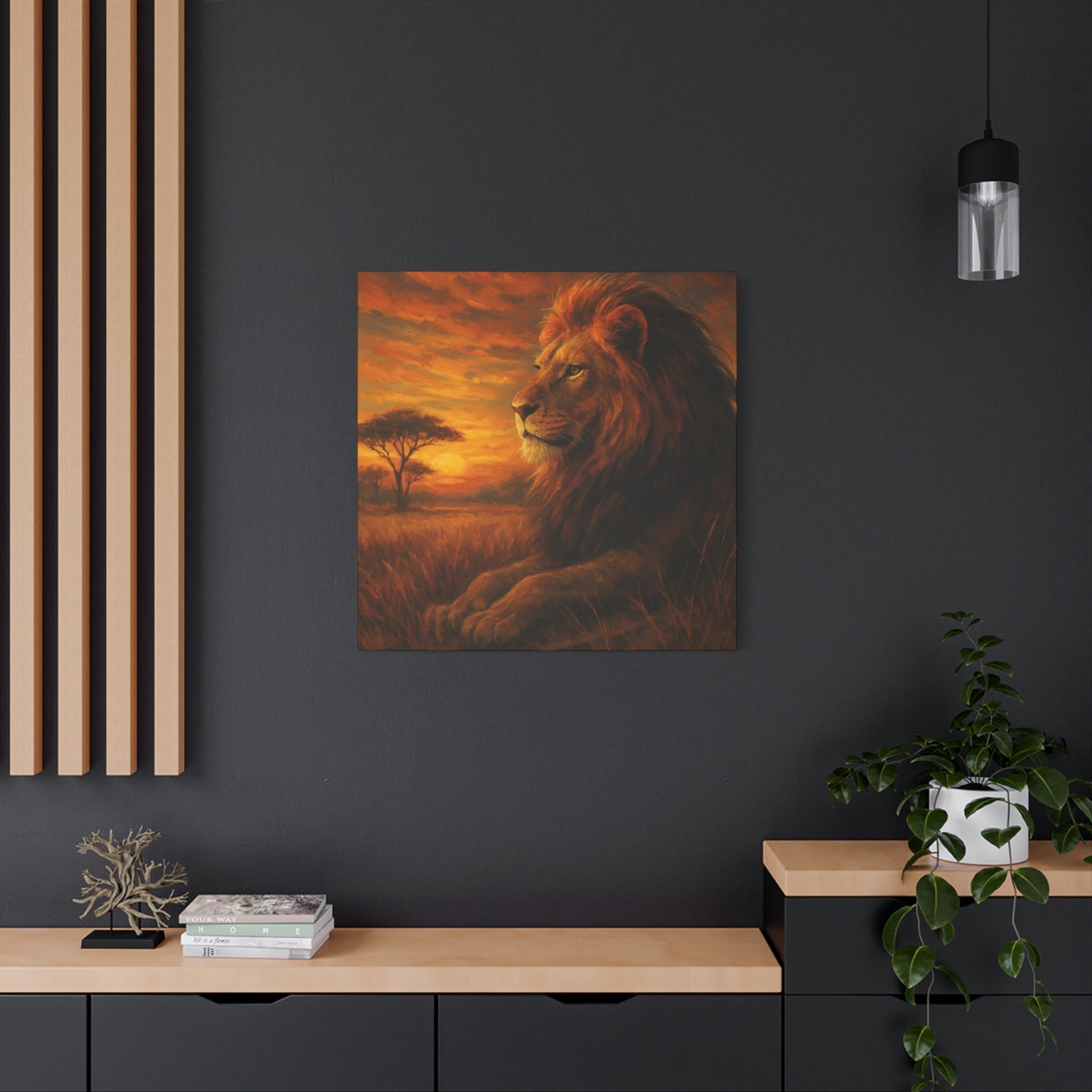 King of the Savanna - Lion Sunset Canvas