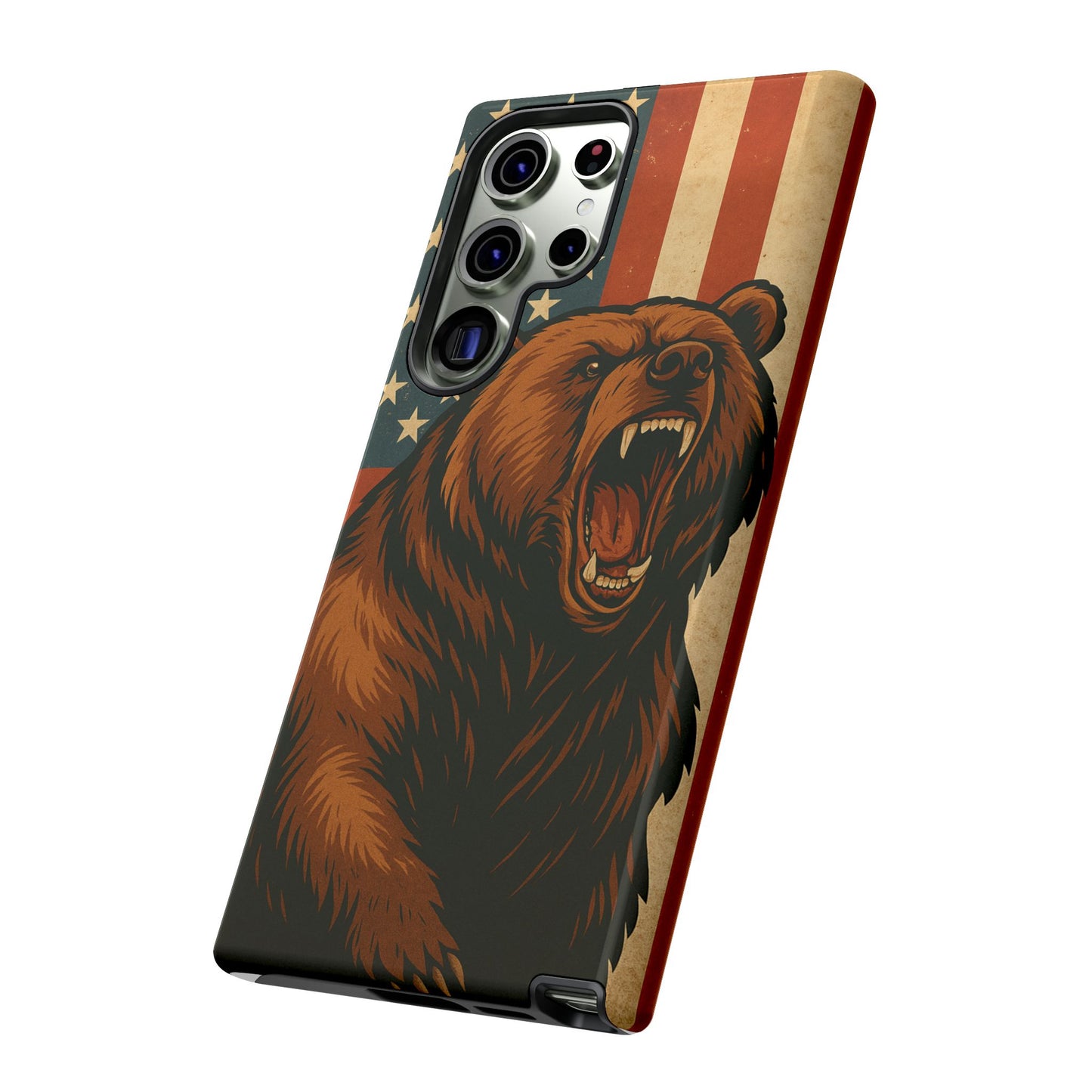 Tough Cases - Patriotic Bear Phone Case, Custom Phone Cover, Strong Protective Case, USA Flag Design, Gift for Outdoors Lovers