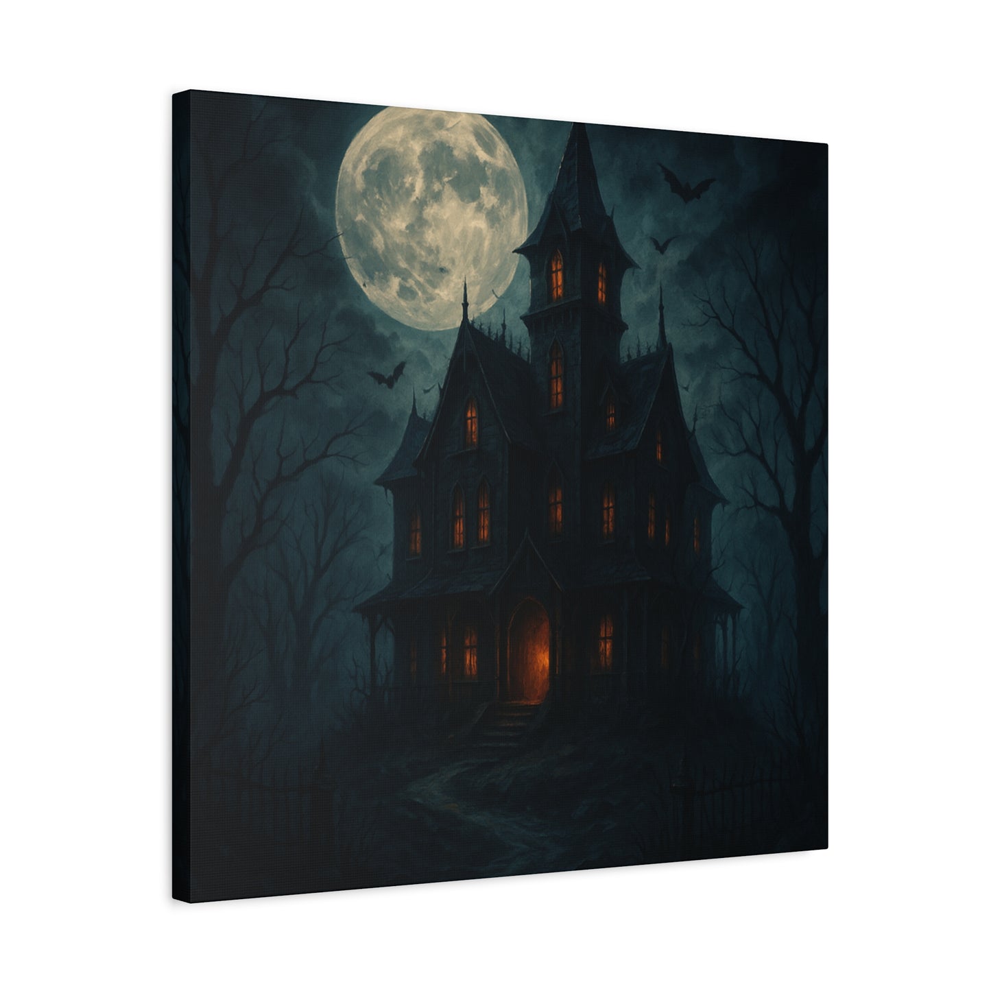 Haunted House Canvas Art Print, Gothic Wall Decor, Spooky Home Decor, Halloween Artwork, Horror Theme Decoration