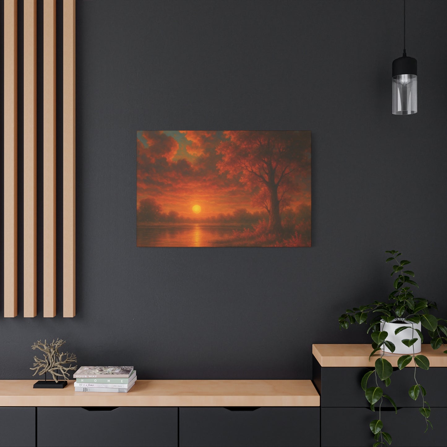 Serene Sunset Canvas Wall Art, Nature Decor, Home Aesthetic, Gift for Art Lovers, Inspiring Wall Hanging, Living Room Decoration