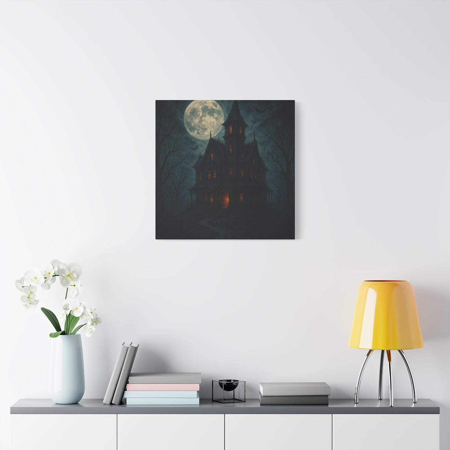 Haunted House Canvas Art Print, Gothic Wall Decor, Spooky Home Decor, Halloween Artwork, Horror Theme Decoration