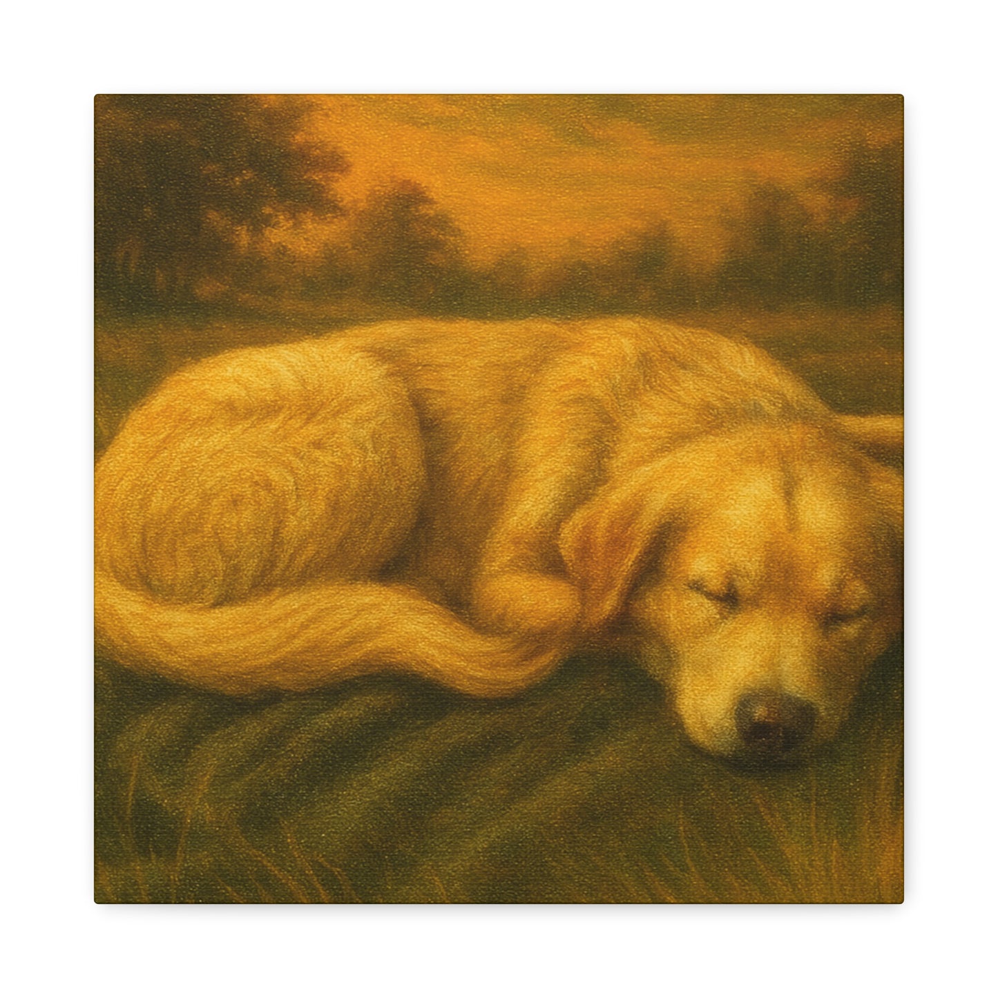 Golden Retriever Art Canvas Print, Dog Lovers Decor, Warm Home Wall Art, Gift for Pet Owners, Relaxing Pet Artwork