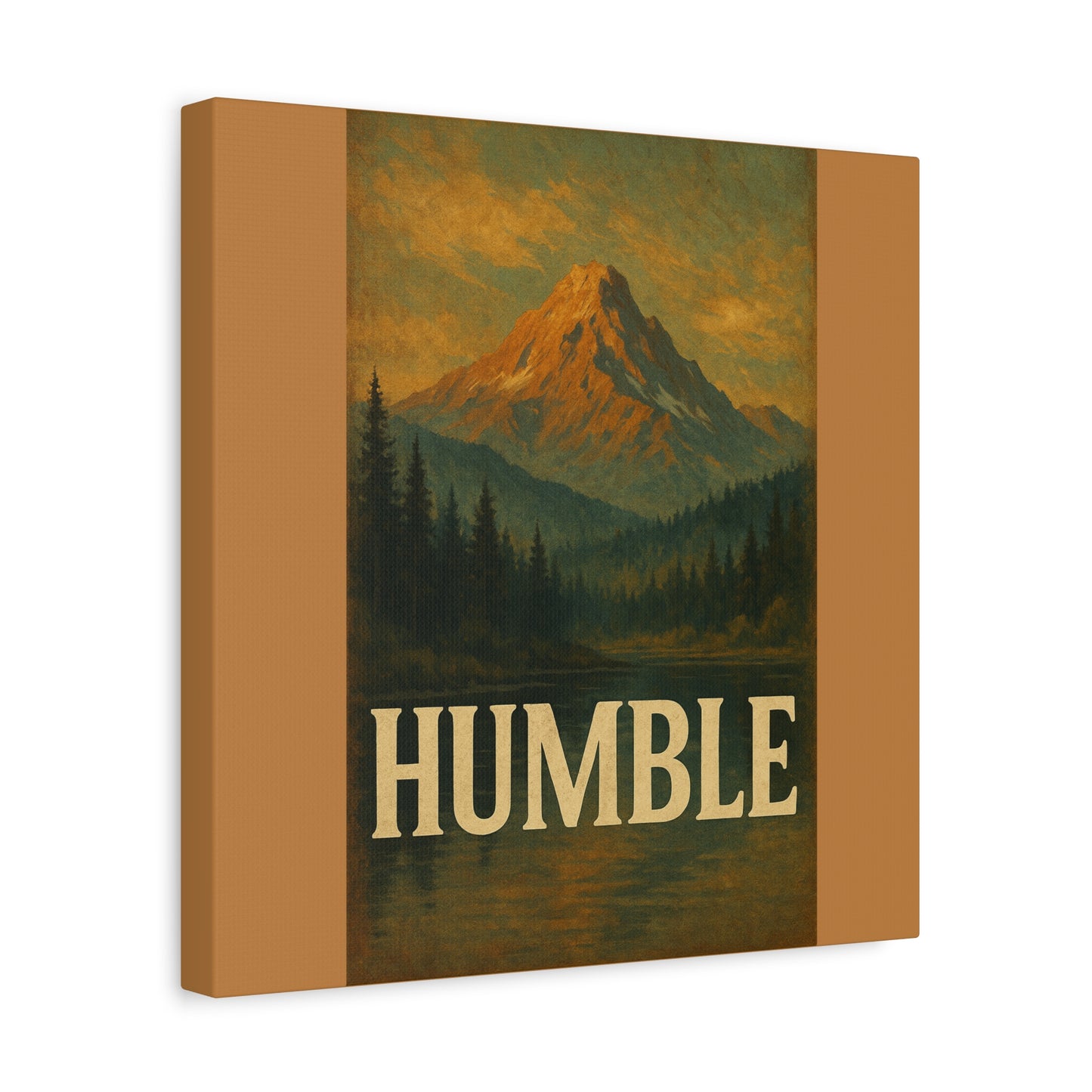 Humble Canvas Wall Art, Rustic Home Decor, Mountain Landscape Art, Inspirational Quotes Wall Art, Nature-Inspired Gift