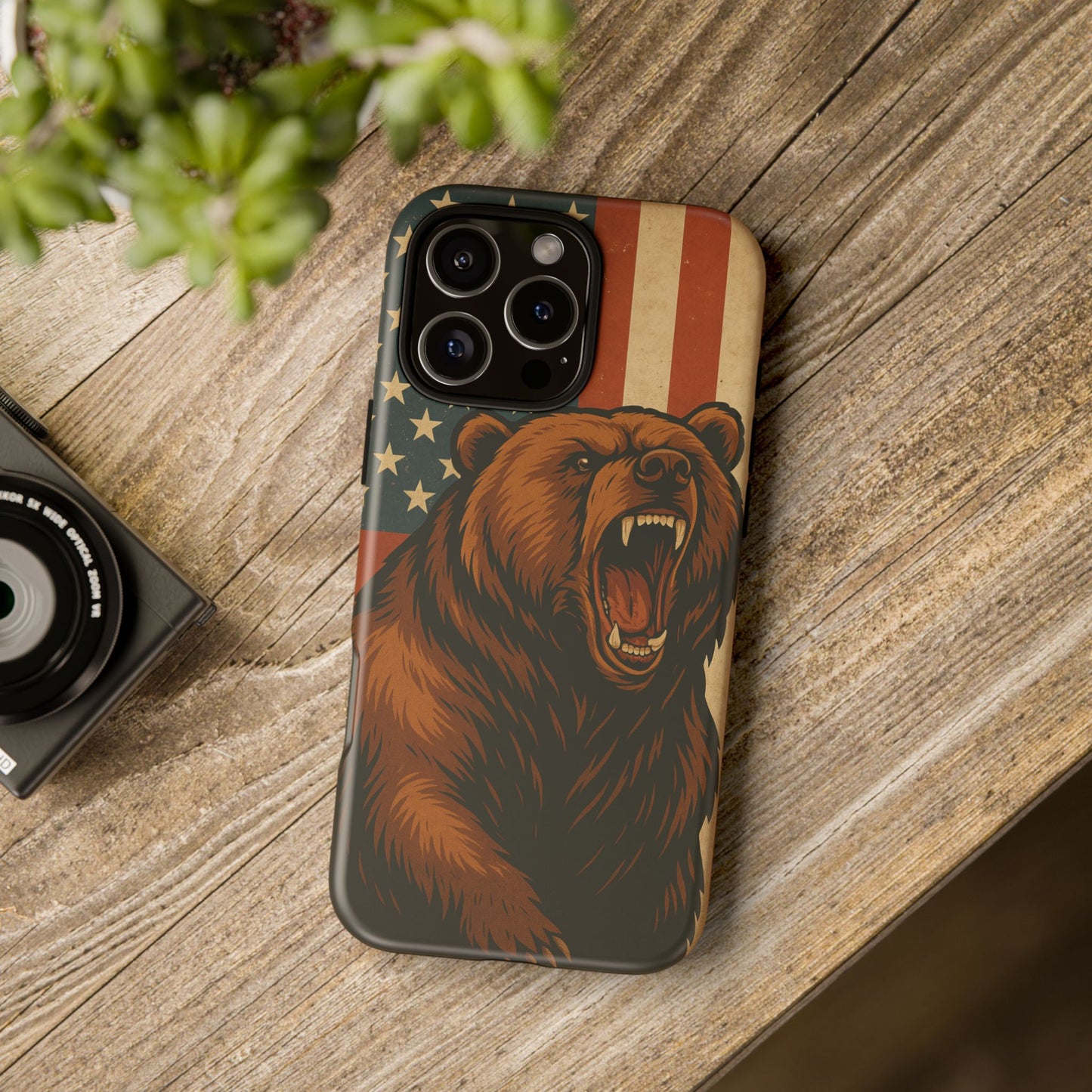 Tough Cases - Patriotic Bear Phone Case, Custom Phone Cover, Strong Protective Case, USA Flag Design, Gift for Outdoors Lovers