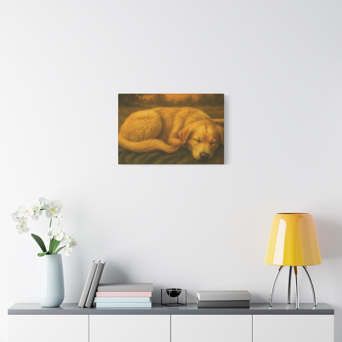 Golden Retriever Art Canvas Print, Dog Lovers Decor, Warm Home Wall Art, Gift for Pet Owners, Relaxing Pet Artwork