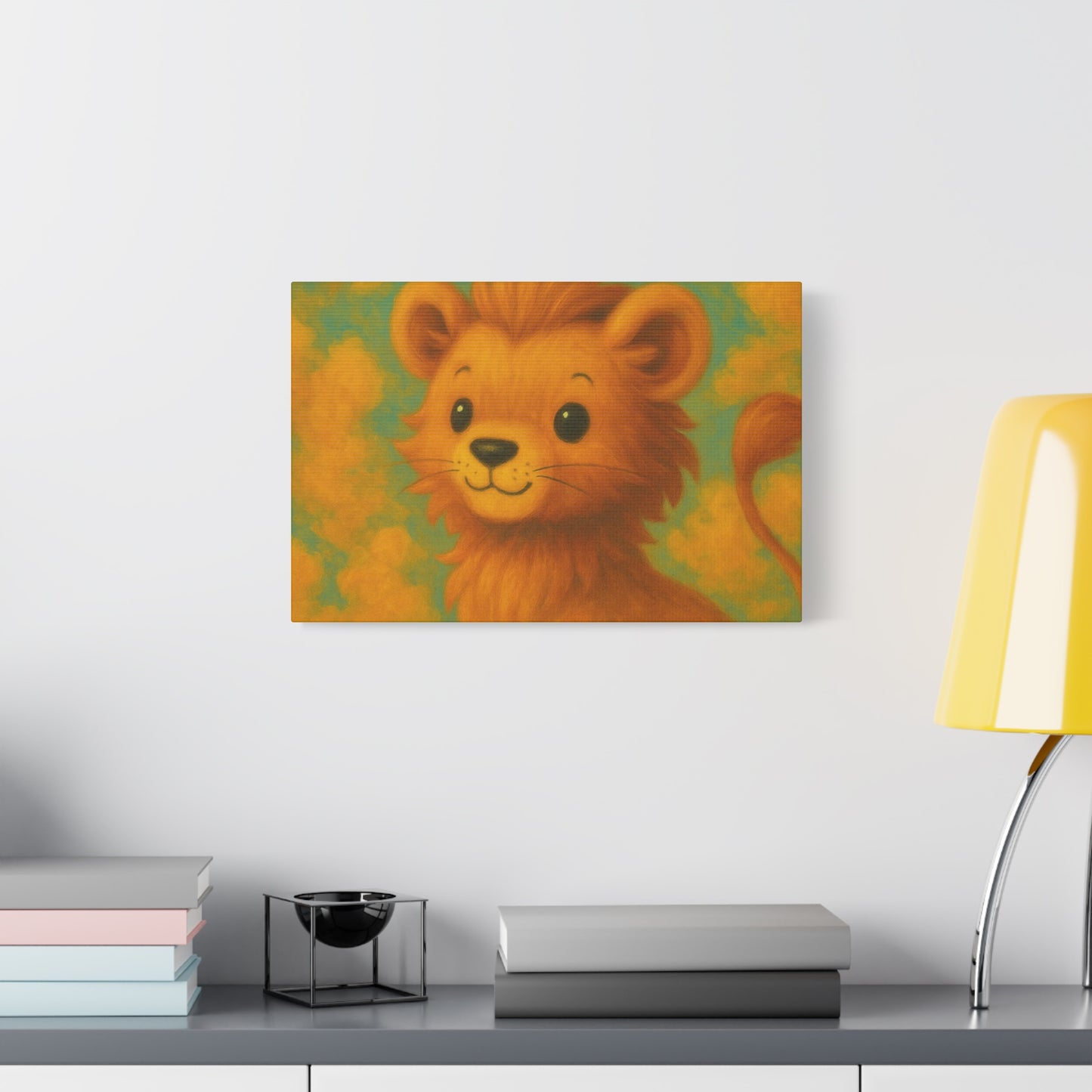 Whimsical Lion Canvas Wall Art, Nursery Decor, Kids Room Decoration, Cute Animal Print, Baby Shower Gift, Playroom Art