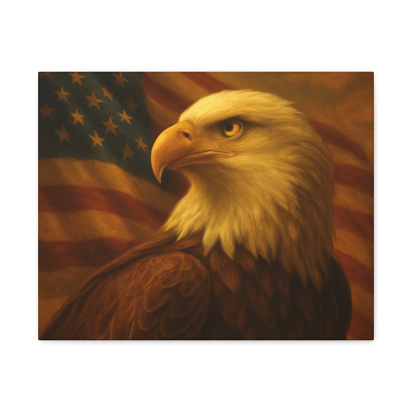 Patriotic Eagle Canvas Wall Art - American Flag Decor, Home Office, Gift for Veterans, National Holidays, Wall Decor