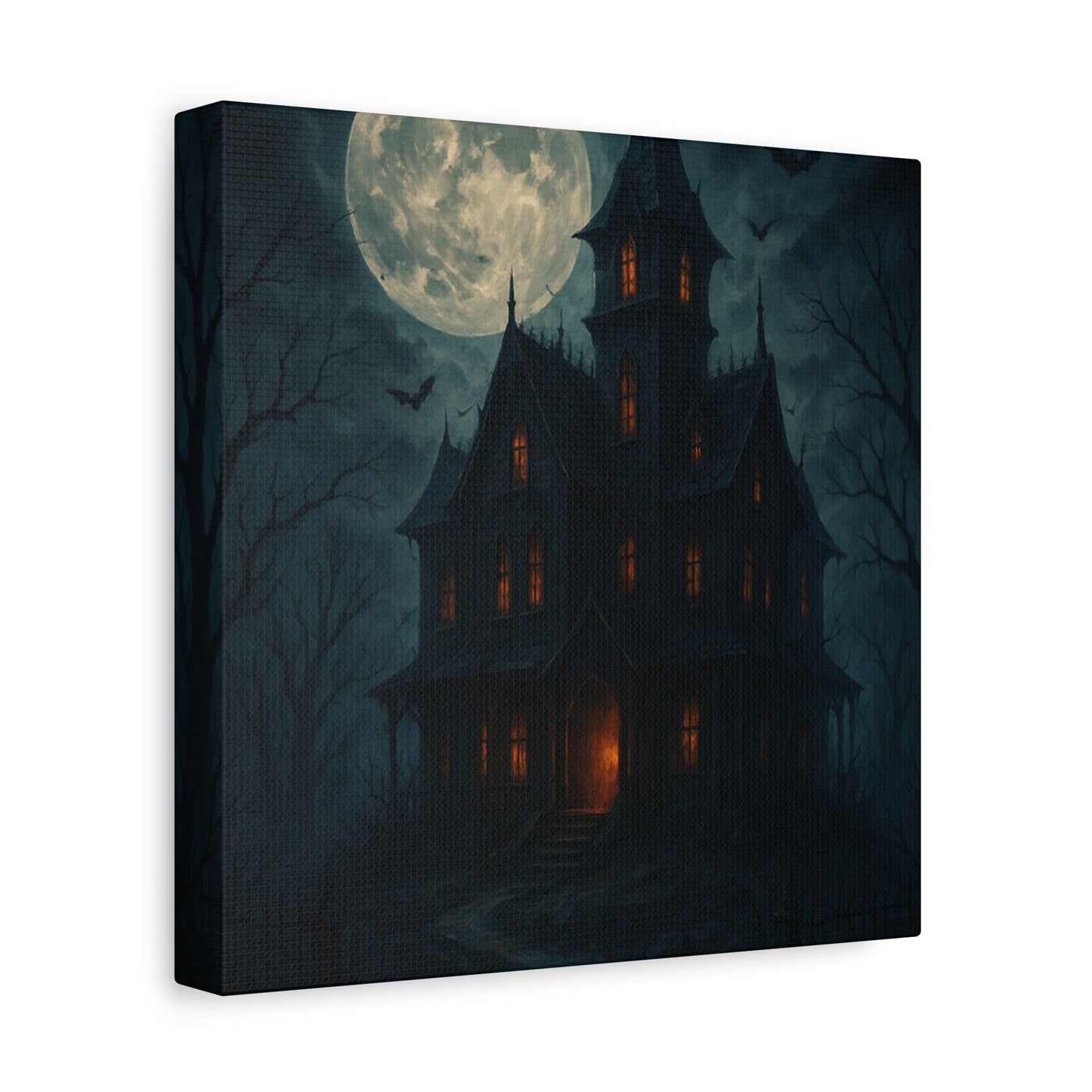 Haunted House Canvas Art Print, Gothic Wall Decor, Spooky Home Decor, Halloween Artwork, Horror Theme Decoration