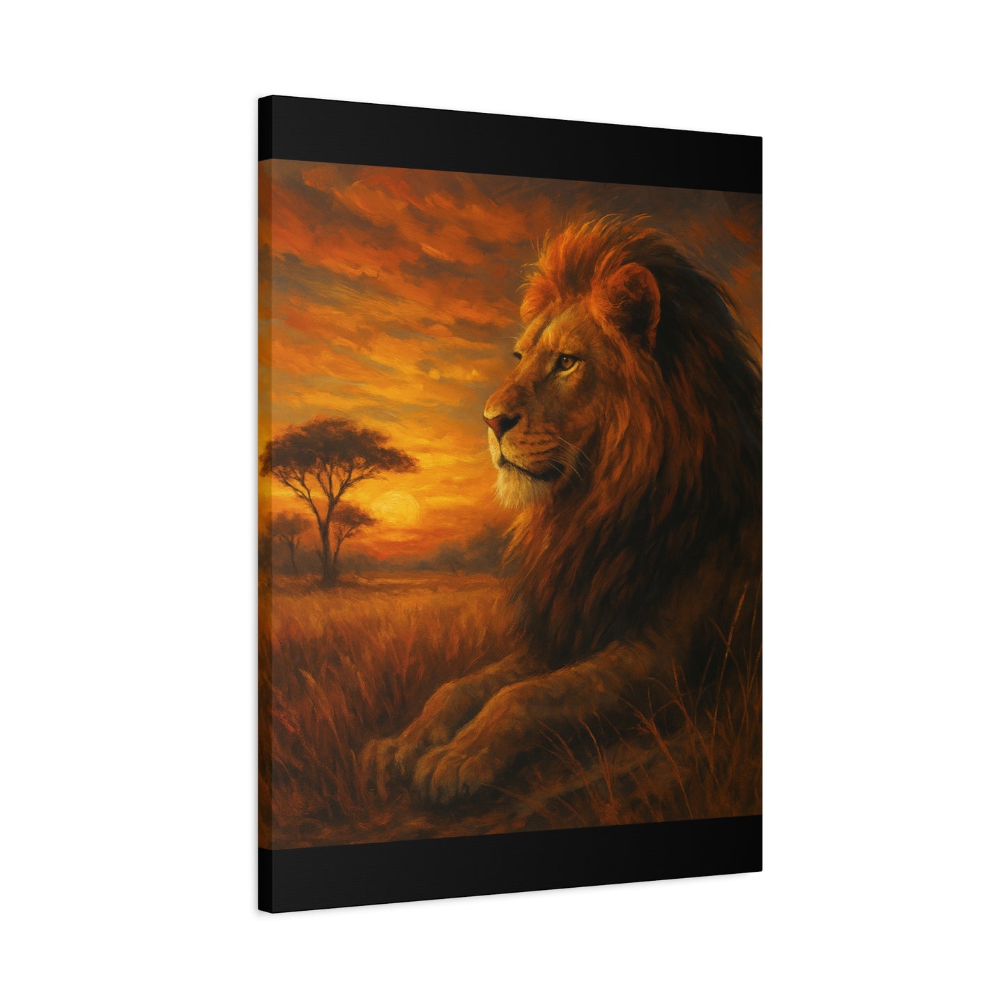 King of the Savanna - Lion Sunset Canvas
