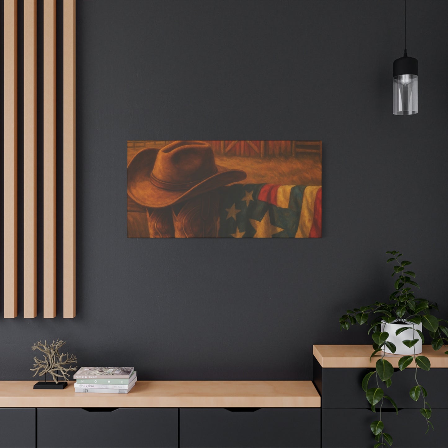 Rustic Canvas Art Print, Western Decor, Cowboy Hat and Boots, Americana Wall Art, Perfect Gift for Country Lovers