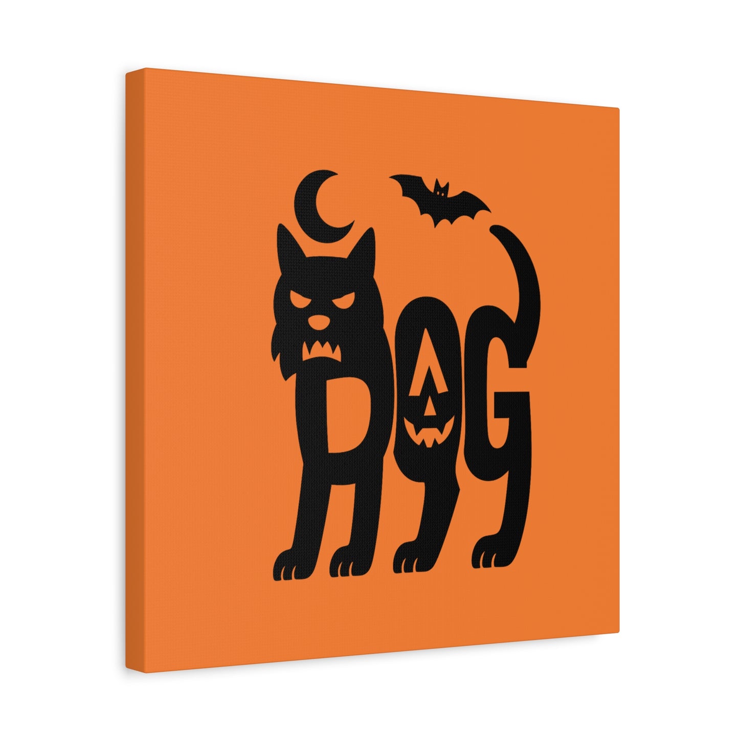 Halloween Black Cat Canvas Art, Fall Home Decor, Spooky Wall Art, Dog Pumpkin Print, Gift for Cat Lovers