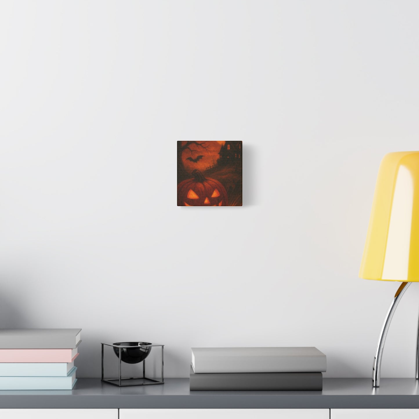 Halloween Themed Canvas Art, Spooky Wall Decor, Pumpkin Artwork, Haunted House Print, Fall Home Decoration