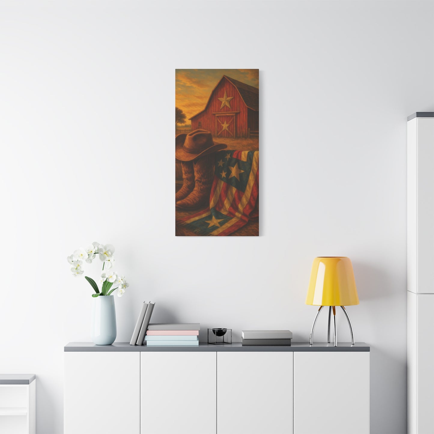 Rustic Canvas Art Print, Western Decor, Cowboy Hat and Boots, Americana Wall Art, Perfect Gift for Country Lovers