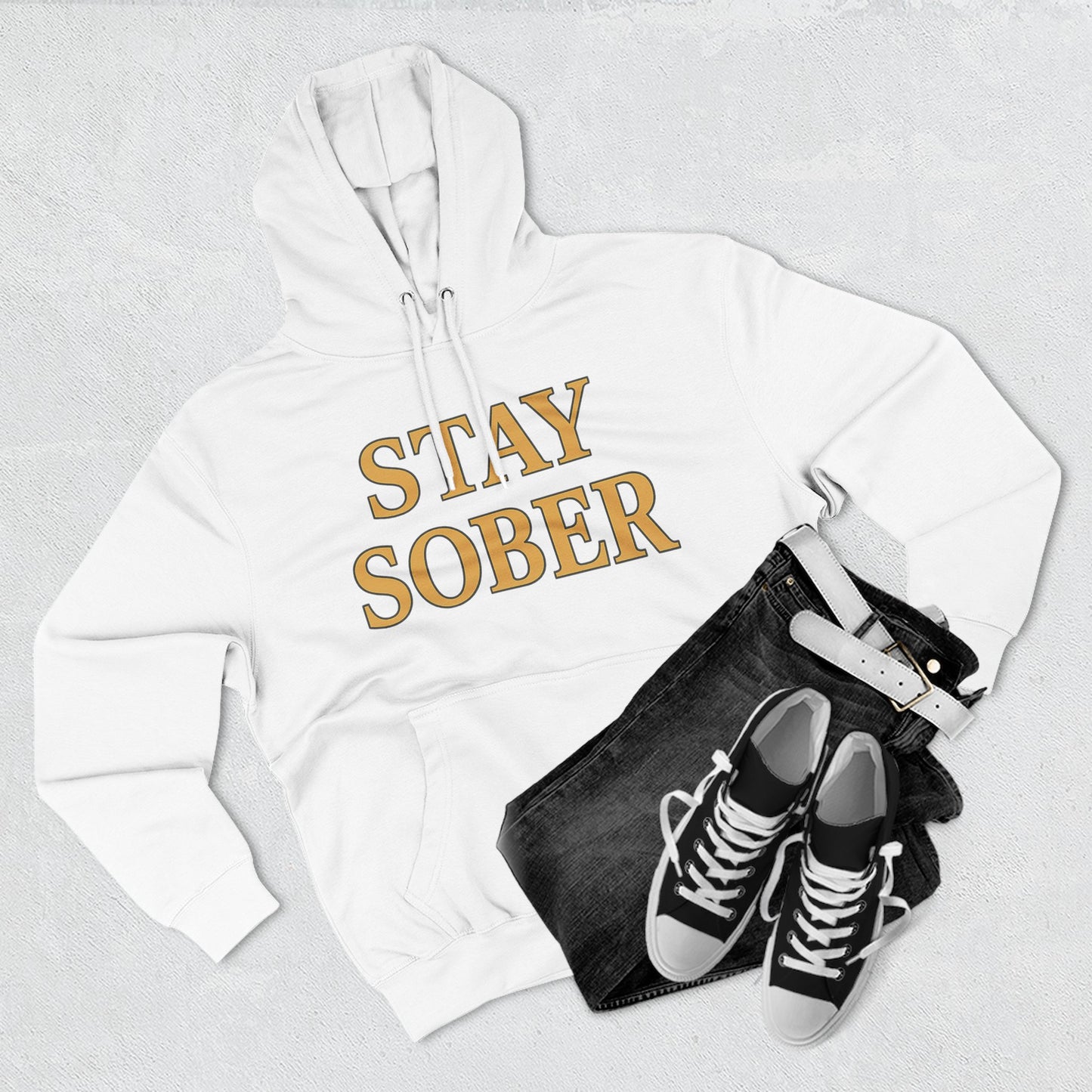 Stay Sober x Faith Hoodie – Gold & Black Christian Recovery Design
