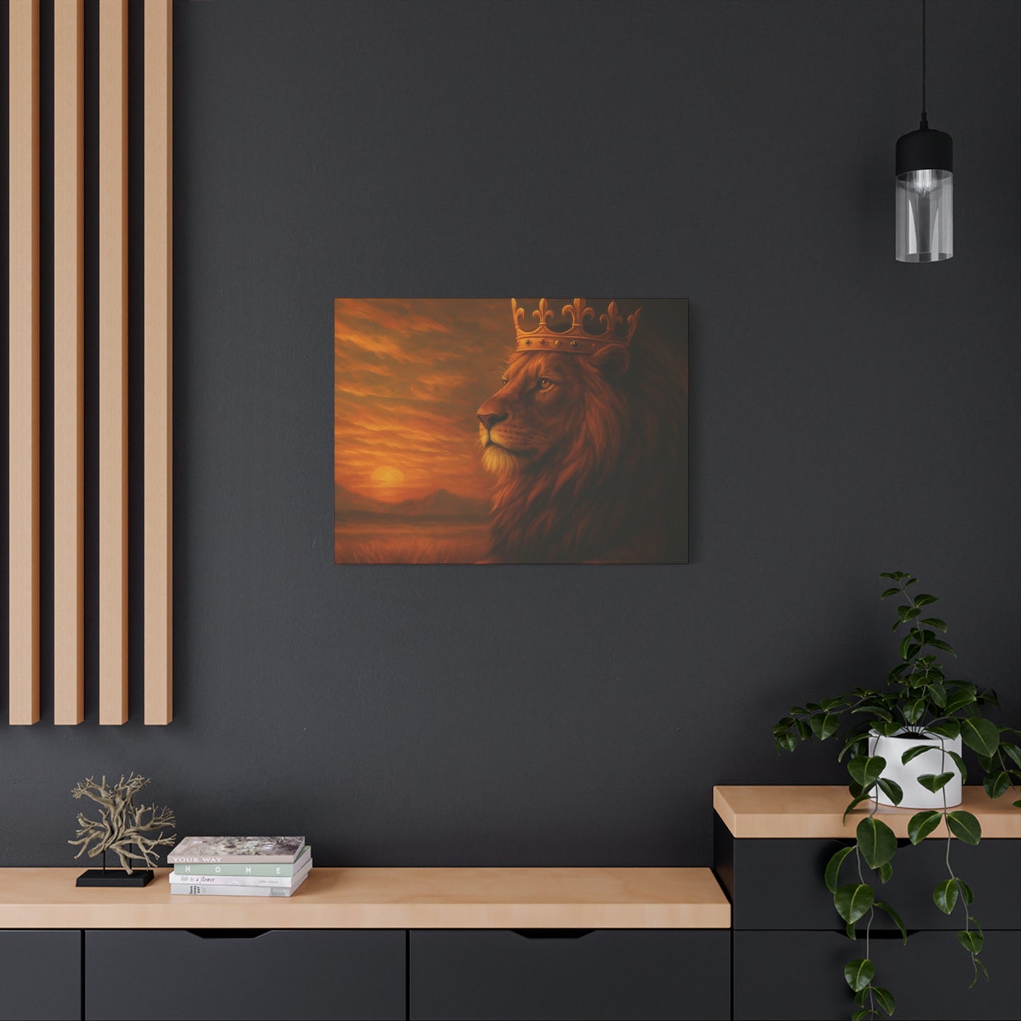 Majestic Lion Canvas Print, Animal Wall Art, Home Decor, Crowned Lion Artwork, Gift for Animal Lovers, Safari Themed Room