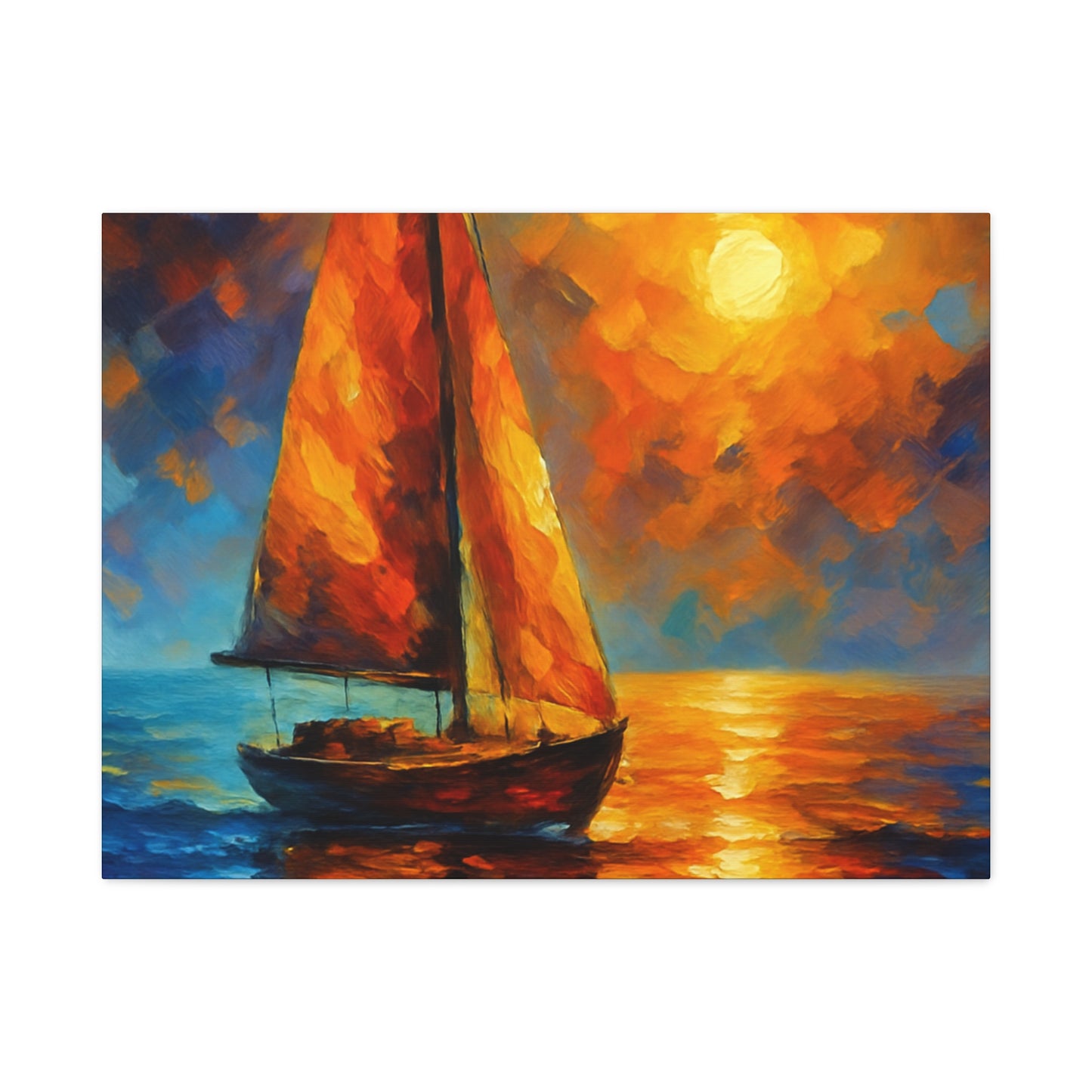 Canvas Art Print, Nautical Wall Decor, Sailboat Painting, Ocean Sunset, Home Decoration, Coastal Art