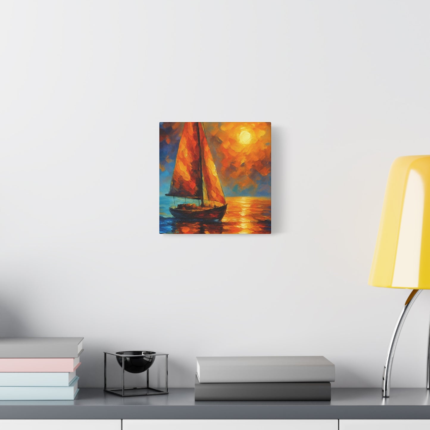 Canvas Art Print, Nautical Wall Decor, Sailboat Painting, Ocean Sunset, Home Decoration, Coastal Art