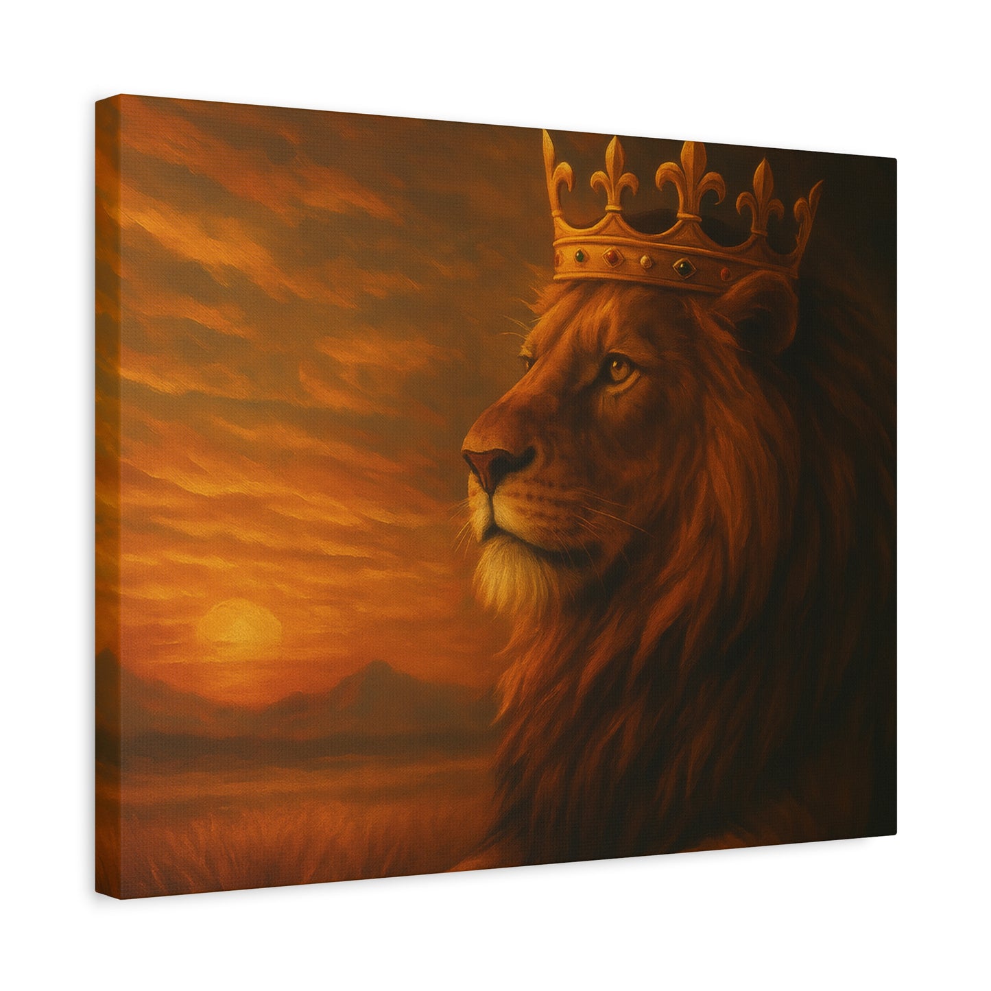 Majestic Lion Canvas Print, Animal Wall Art, Home Decor, Crowned Lion Artwork, Gift for Animal Lovers, Safari Themed Room