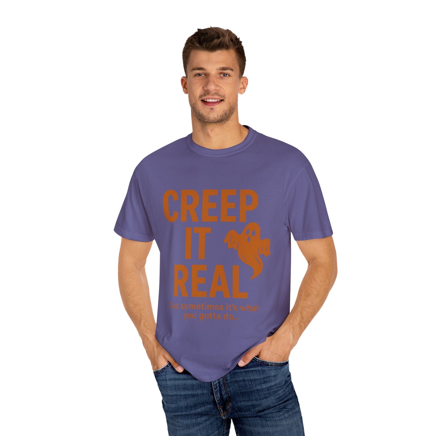 Creep It Real Unisex T-Shirt - Fun Halloween Apparel, Ghost Graphic Tee, Casual Style, Unique Gift for Friends, Halloween Party Outfit