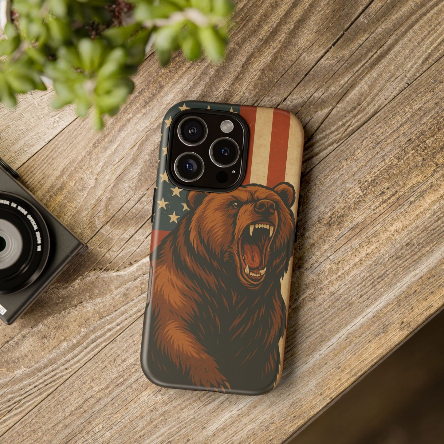 Tough Cases - Patriotic Bear Phone Case, Custom Phone Cover, Strong Protective Case, USA Flag Design, Gift for Outdoors Lovers