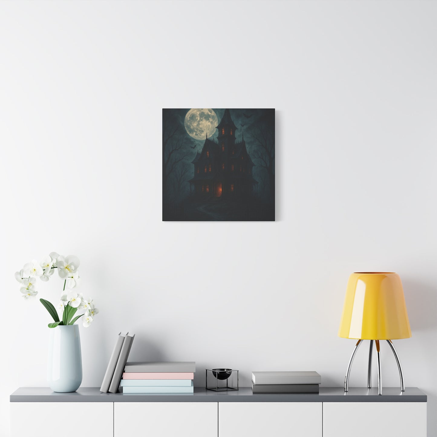 Haunted House Canvas Art Print, Gothic Wall Decor, Spooky Home Decor, Halloween Artwork, Horror Theme Decoration