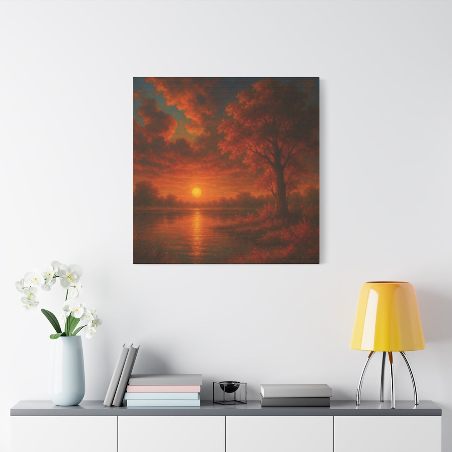 Serene Sunset Canvas Wall Art, Nature Decor, Home Aesthetic, Gift for Art Lovers, Inspiring Wall Hanging, Living Room Decoration