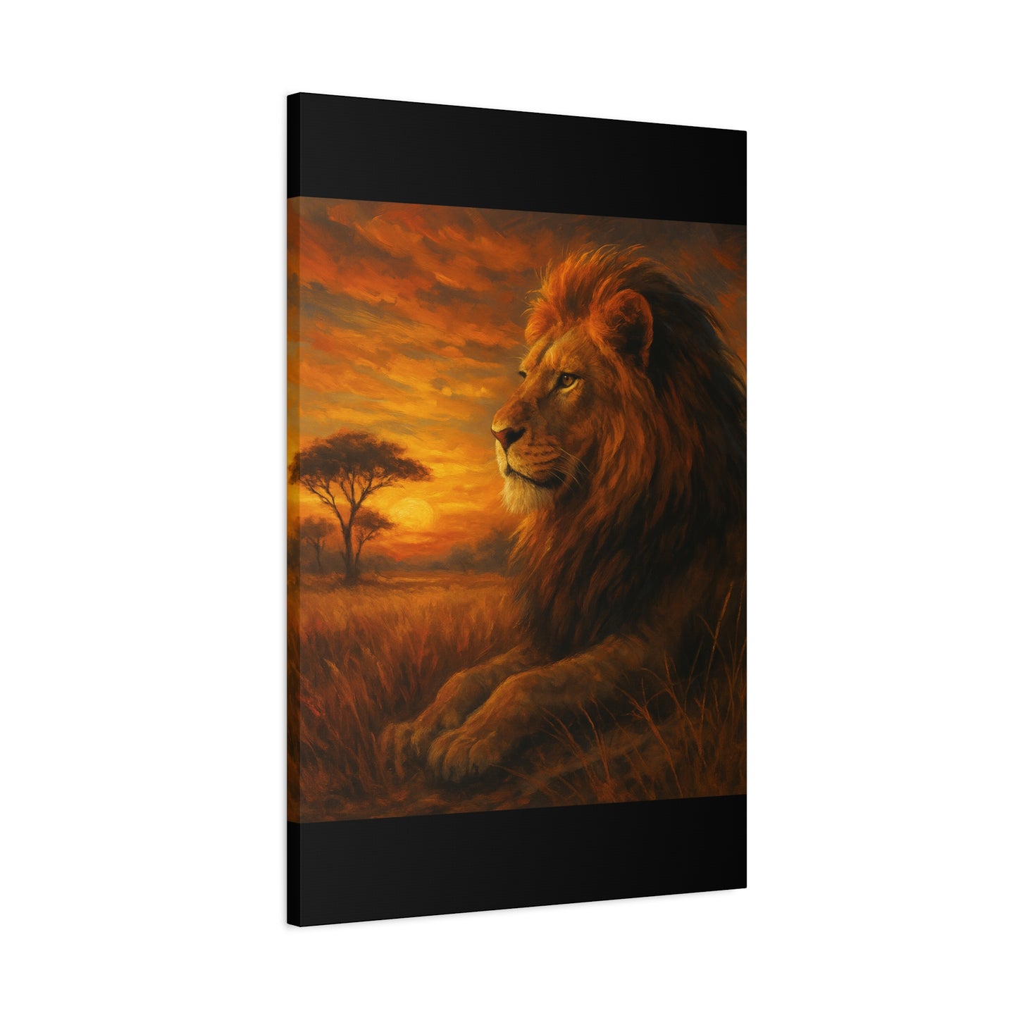 King of the Savanna - Lion Sunset Canvas