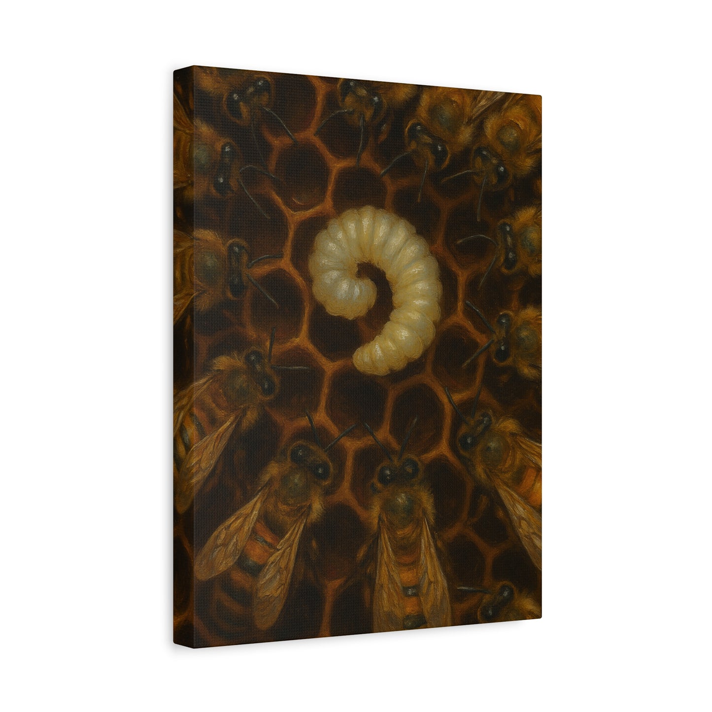 Bee Themed Wall Art Canvas, Honeycomb Decor, Nature Lover Gift, Nursery Decoration, Botanical Wall Art, Insect Art Print