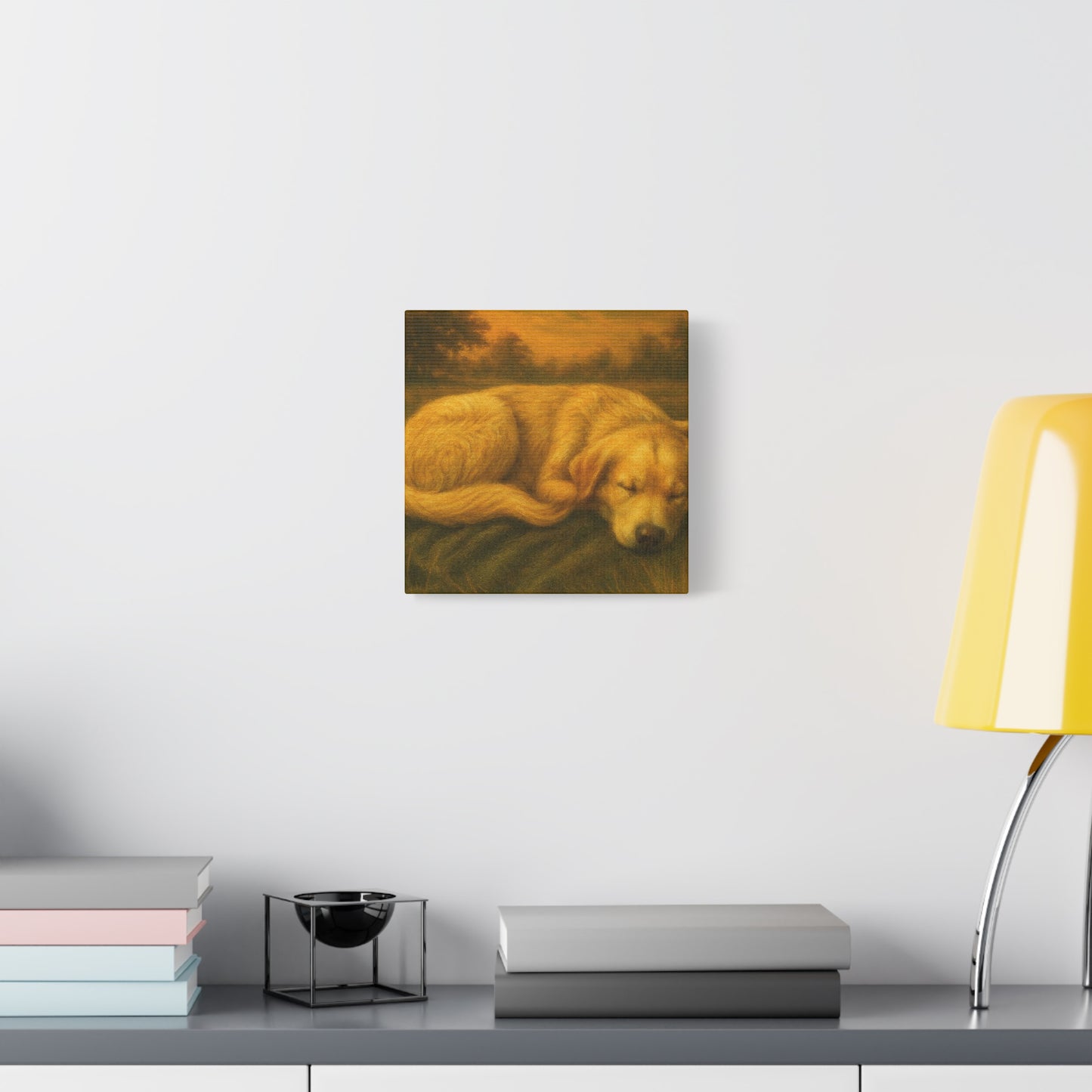Golden Retriever Art Canvas Print, Dog Lovers Decor, Warm Home Wall Art, Gift for Pet Owners, Relaxing Pet Artwork