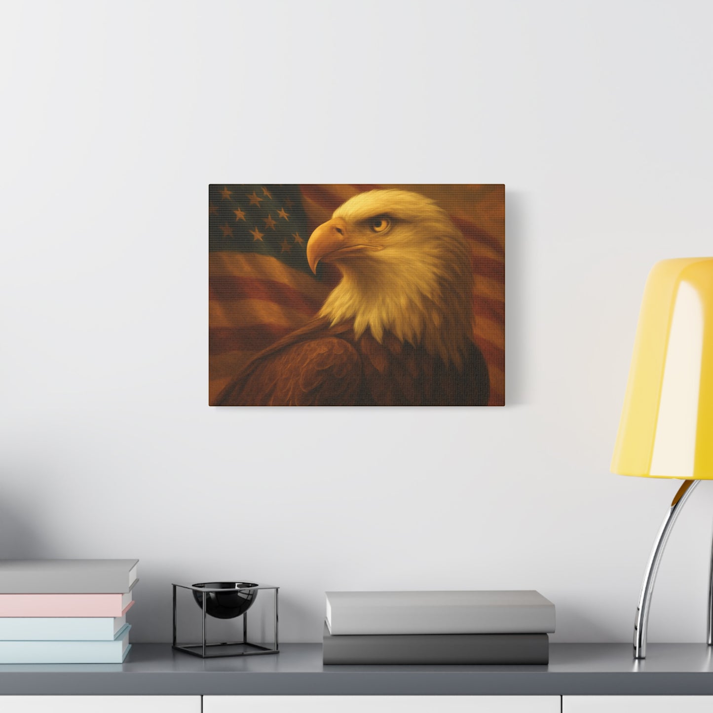 Patriotic Eagle Canvas Wall Art - American Flag Decor, Home Office, Gift for Veterans, National Holidays, Wall Decor