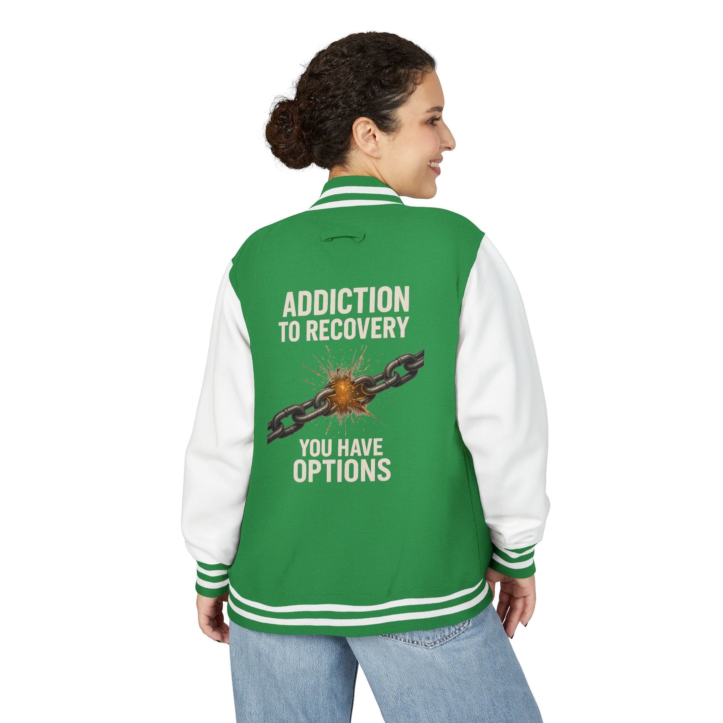 Unisex Heavyweight Letterman Jacket - Vintage Style, Perfect Gift for Recovery and Motivation, Casual Wear, Sports Jacket, College Style