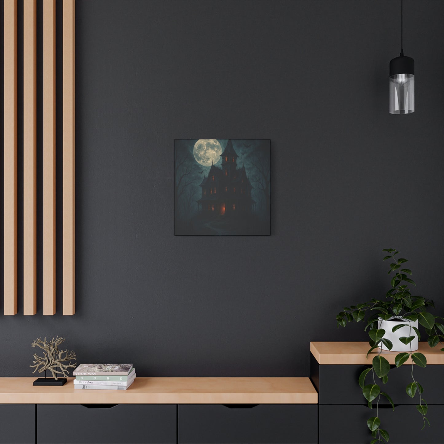 Haunted House Canvas Art Print, Gothic Wall Decor, Spooky Home Decor, Halloween Artwork, Horror Theme Decoration