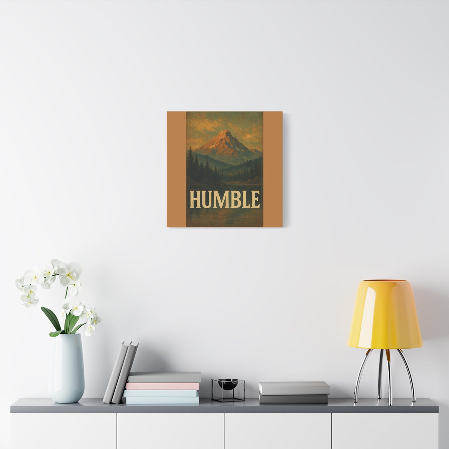 Humble Canvas Wall Art, Rustic Home Decor, Mountain Landscape Art, Inspirational Quotes Wall Art, Nature-Inspired Gift