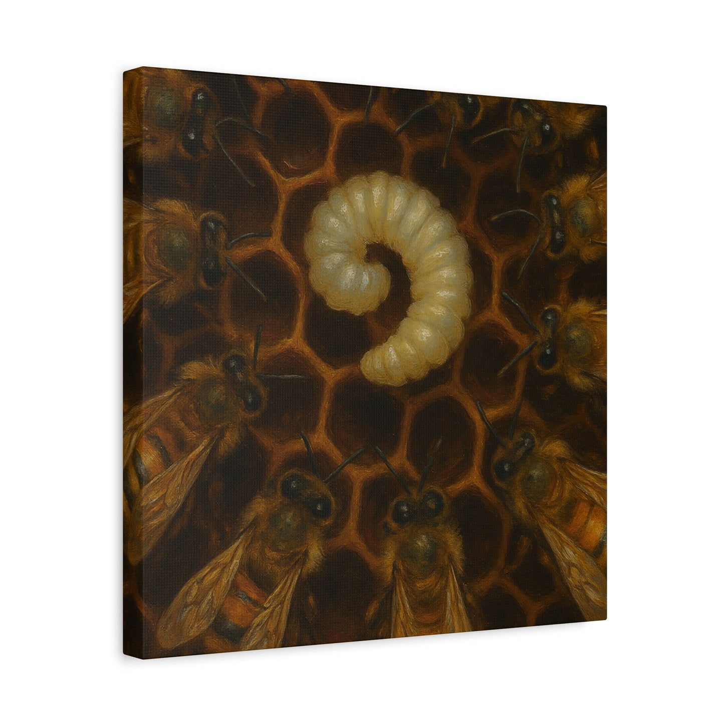 Bee Themed Wall Art Canvas, Honeycomb Decor, Nature Lover Gift, Nursery Decoration, Botanical Wall Art, Insect Art Print
