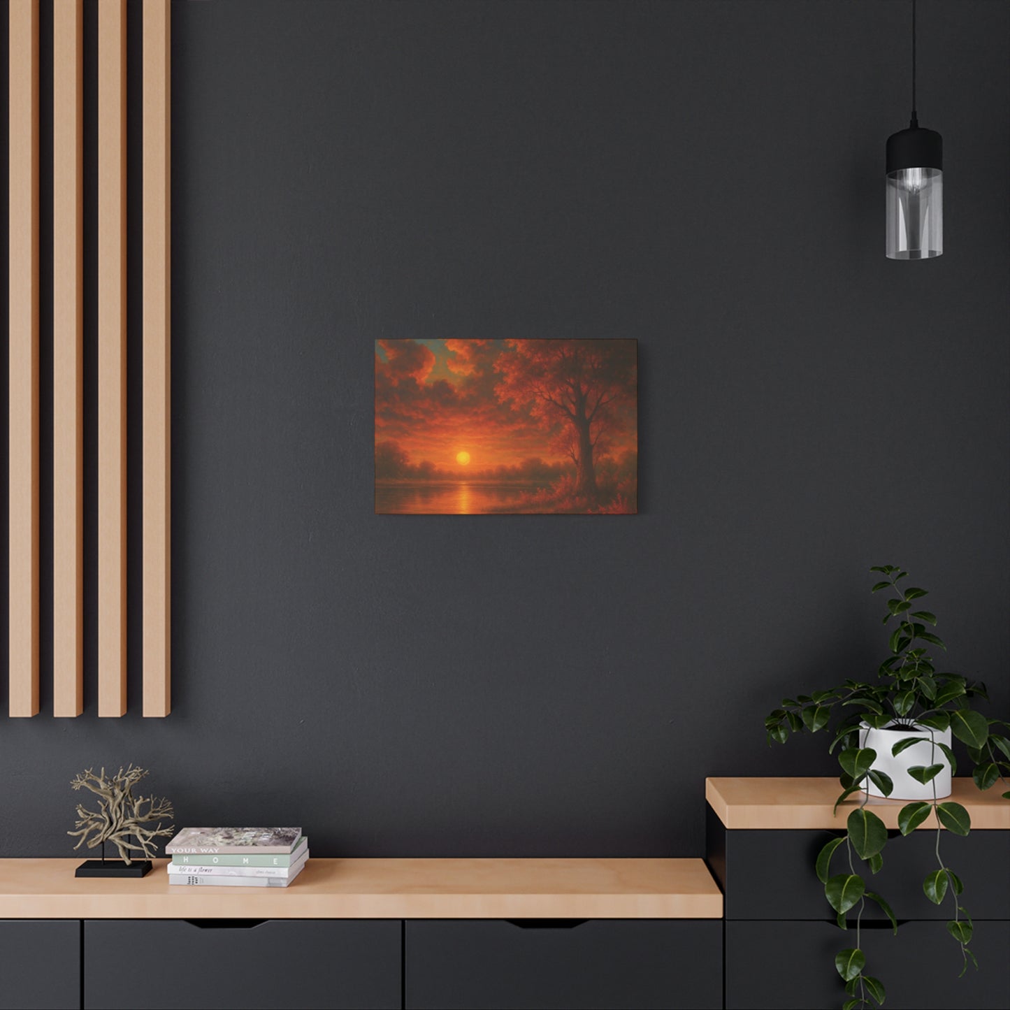 Serene Sunset Canvas Wall Art, Nature Decor, Home Aesthetic, Gift for Art Lovers, Inspiring Wall Hanging, Living Room Decoration