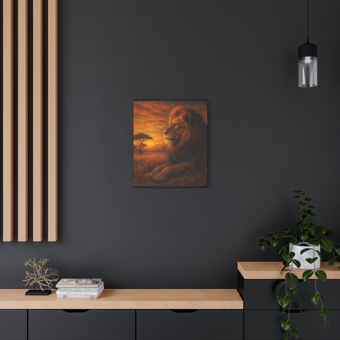 King of the Savanna - Lion Sunset Canvas