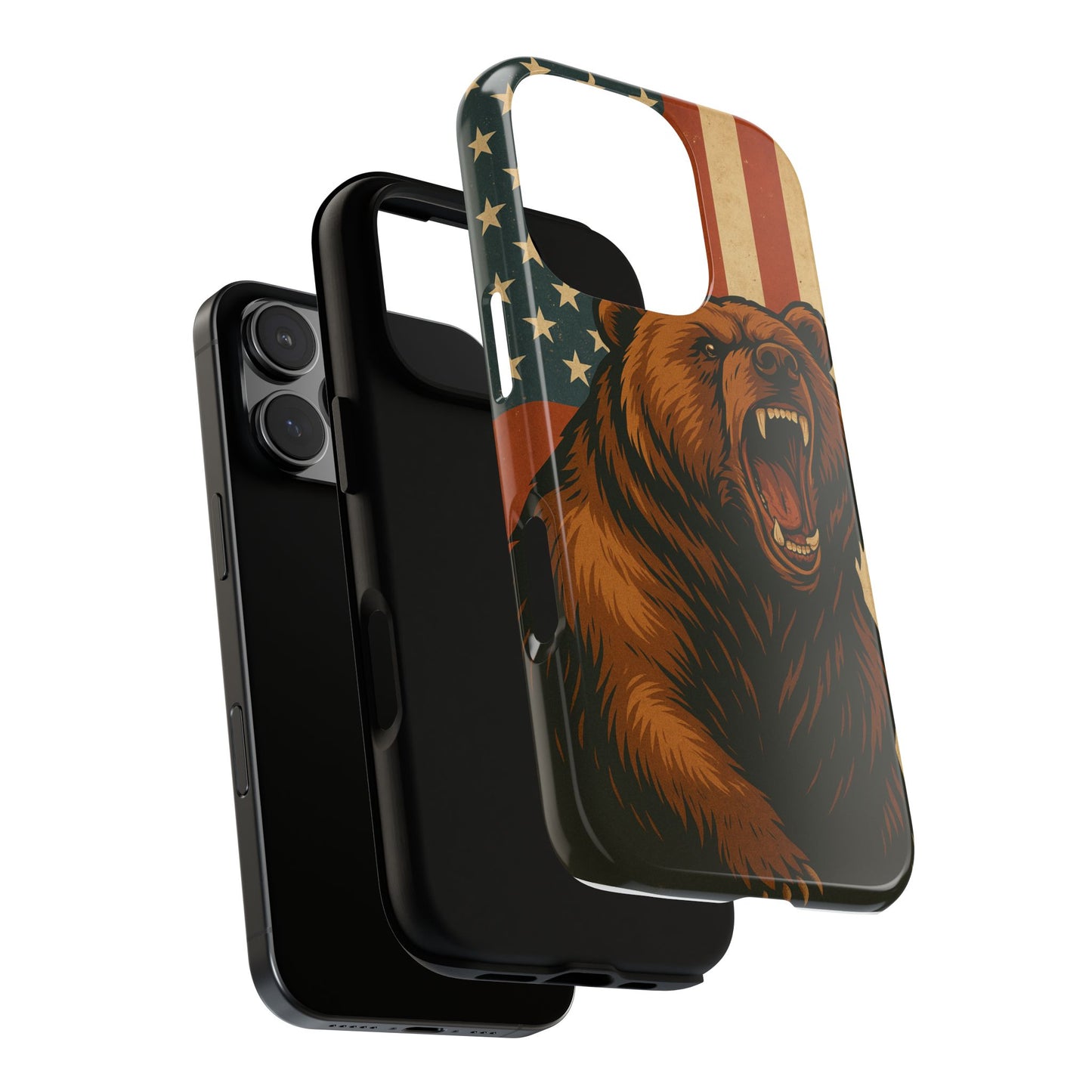 Tough Cases - Patriotic Bear Phone Case, Custom Phone Cover, Strong Protective Case, USA Flag Design, Gift for Outdoors Lovers